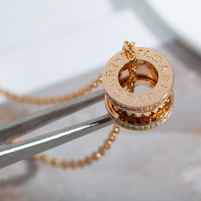 Gold-Tone Pavé-Set Stacked Cylinder Pendant Necklace 8