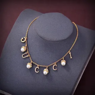 Gold-Tone Pearl and Crystal Letter Charm Multi-Drop Necklace