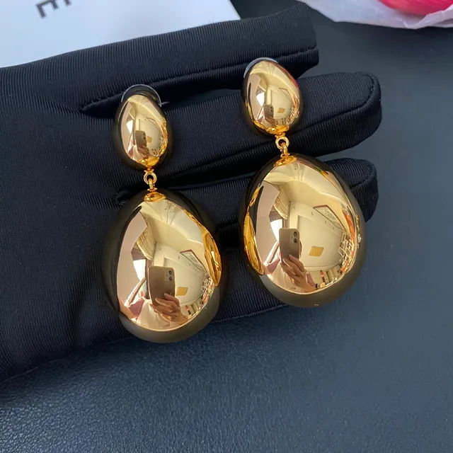 Gold-Tone Two-Tier Oval Dangling Earrings 4