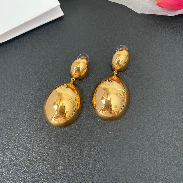 Gold-Tone Two-Tier Oval Dangling Earrings 8