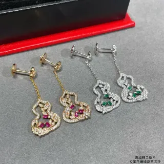 أقراط Gourd-Shaped Pavé Floral Vine Drop