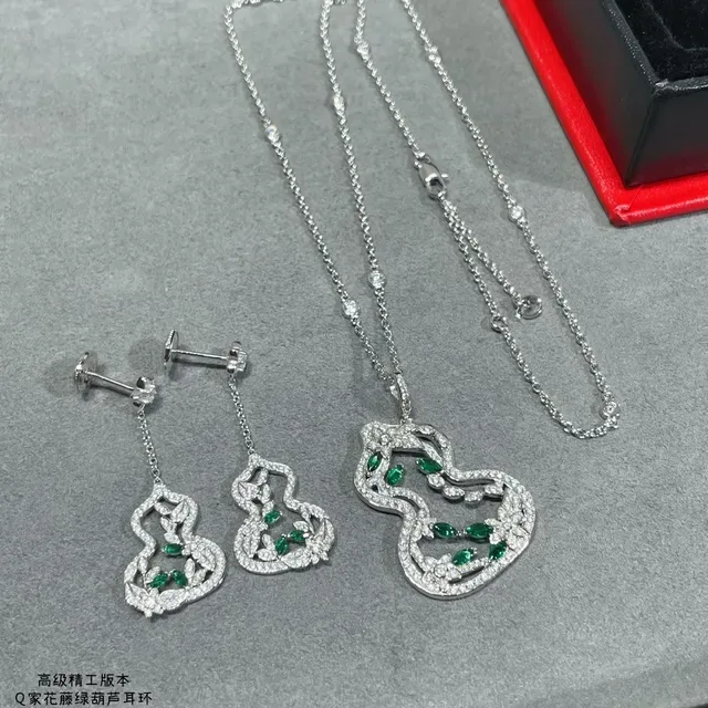 Gourd-Shaped Pavé Floral Vine Drop Earrings 2