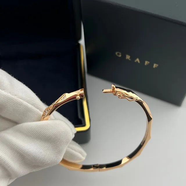 Graff Geometric Diamond Pavé Hinged Bangle Bracelets 2