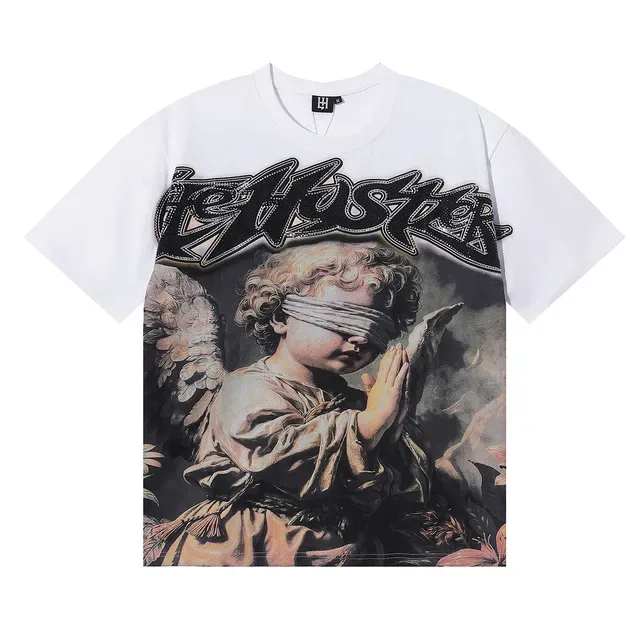 Graphic Print Blindfolded Angel T-Shirt 3