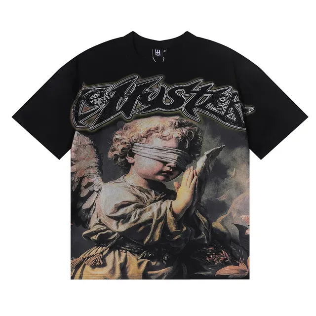 Graphic Print Blindfolded Angel T-Shirt 5