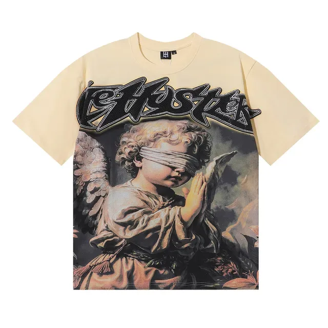Graphic Print Blindfolded Angel T-Shirt 7