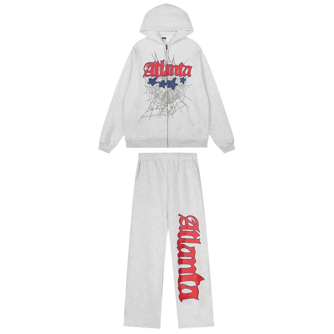 Hoodie con impresión gráfica y cremallera frontal y pantalones de chándal de pierna ancha Tracksuit 2