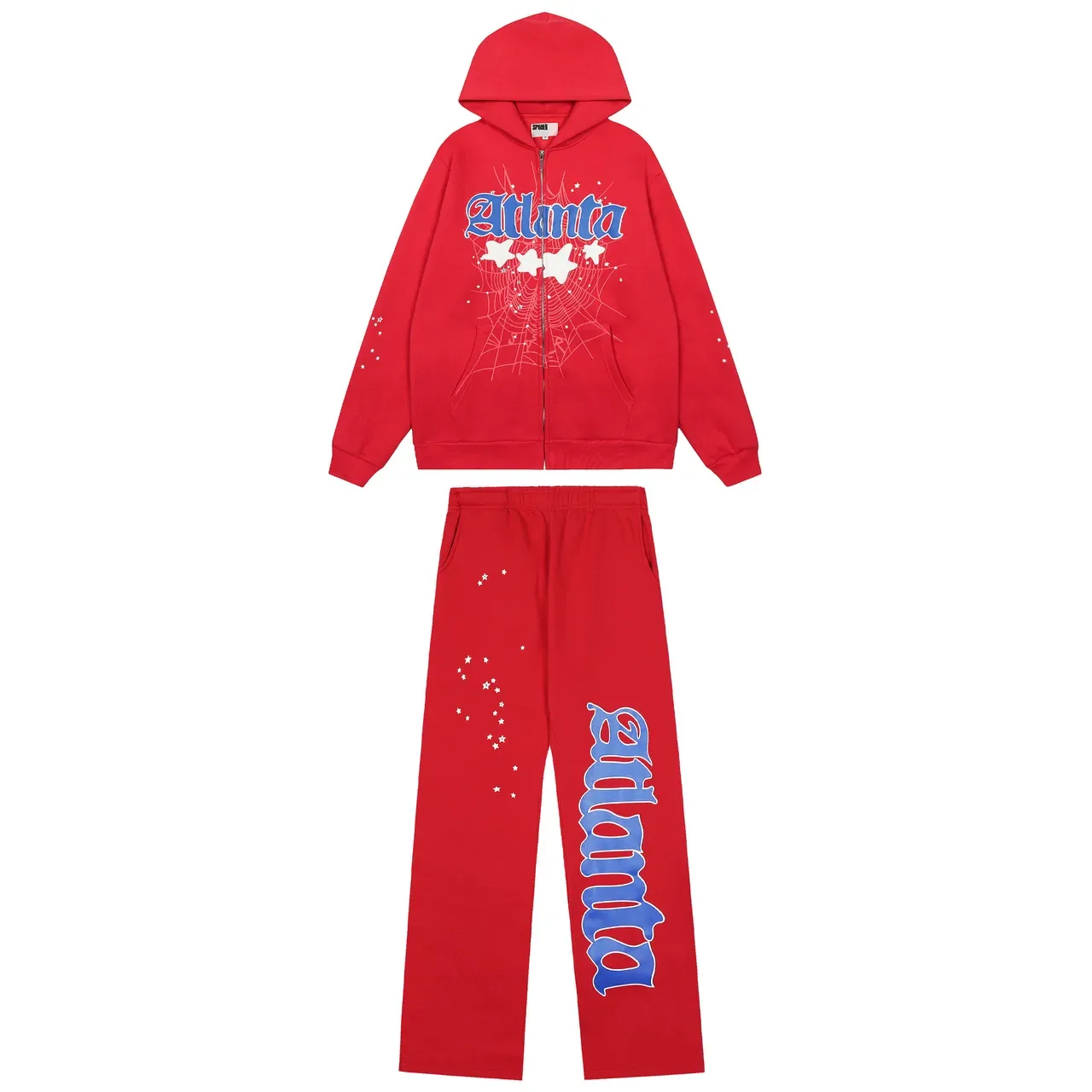 Hoodie con impresión gráfica y cremallera frontal y pantalones de chándal de pierna ancha Tracksuit 3