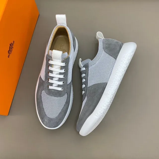 Gray and White Mesh-Suede Low-Top Lifestyle Sneaker 8