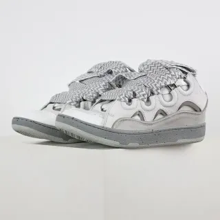Gray and White Multi-Strap Cutout Sneakers