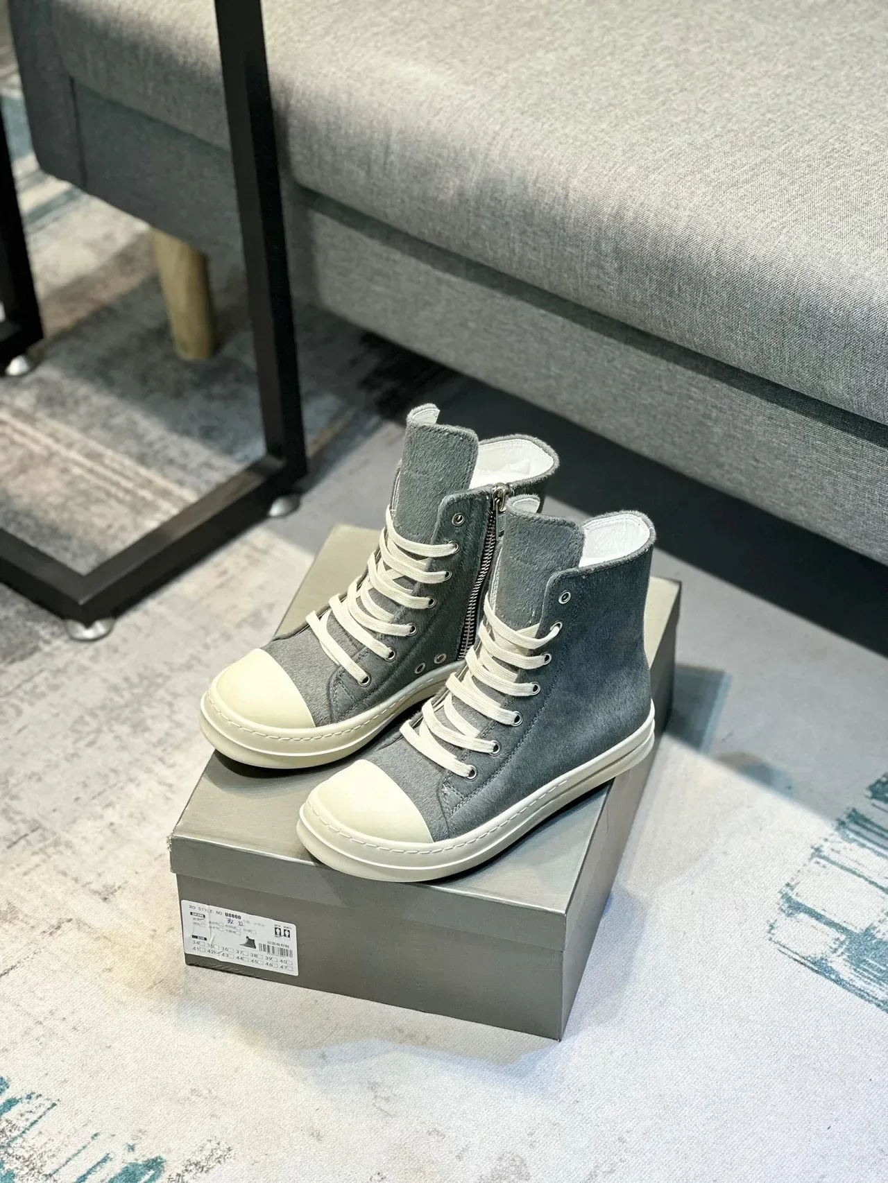 Gray Suede High-Top Platform Sneaker 7