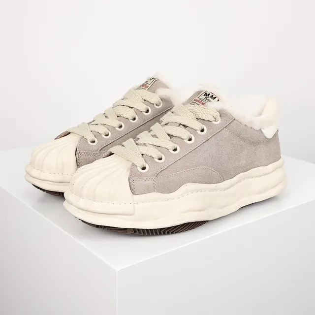 Gray Suede Shearling-Lined Chunky Midsole Lifestyle Sneaker 2