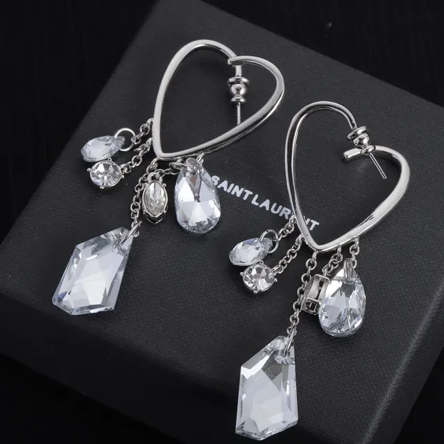 Heart Hoop Dangling Crystal Earrings 4