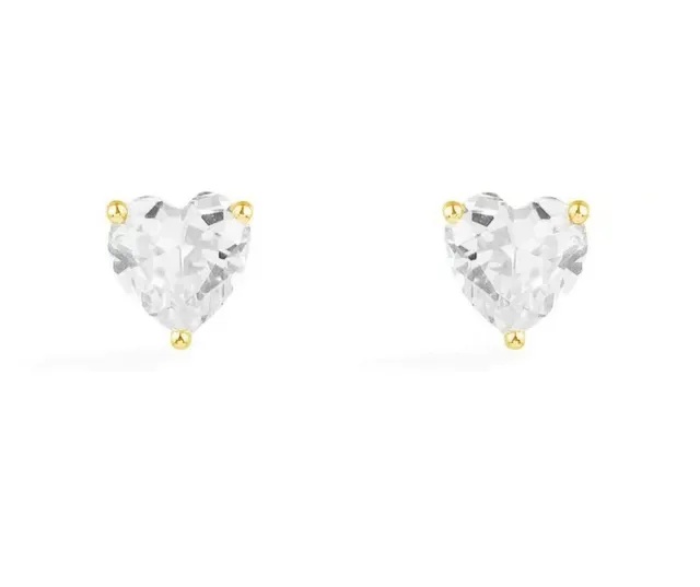 Heart-Shaped Faceted Stone Stud Earrings 2