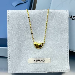 HEFANG সোনা রূপা হৃদয় আকৃতির পেন্ড্যান্ট একক বেজেল সেট রত্ন হার