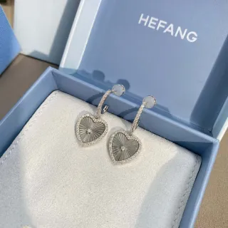 HEFANG হার্ট আকারের প্যাভে মাদার অফ পার্ল লটকানো কানের দুল
