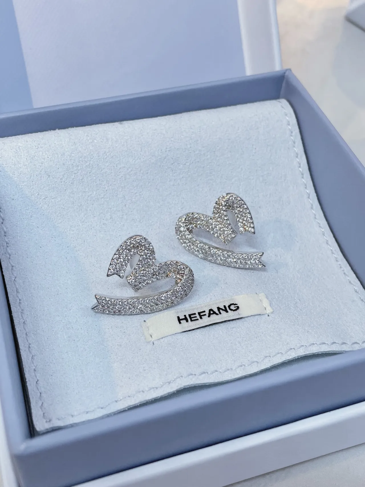 HEFANG Pavé Crystal Heart-Shaped Openwork Stud Earrings 7