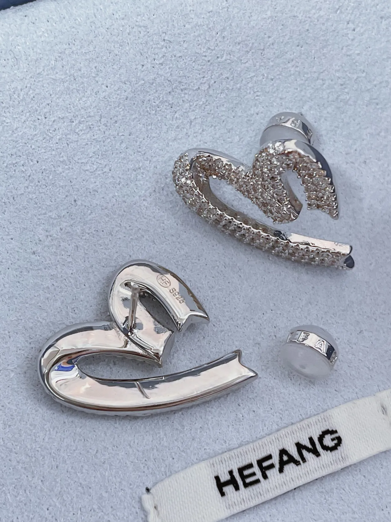 HEFANG Pavé Crystal Heart-Shaped Openwork Stud Earrings 8