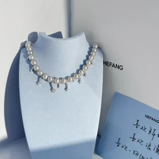 HEFANG Colar com Pérolas e Diamantes Pendentes