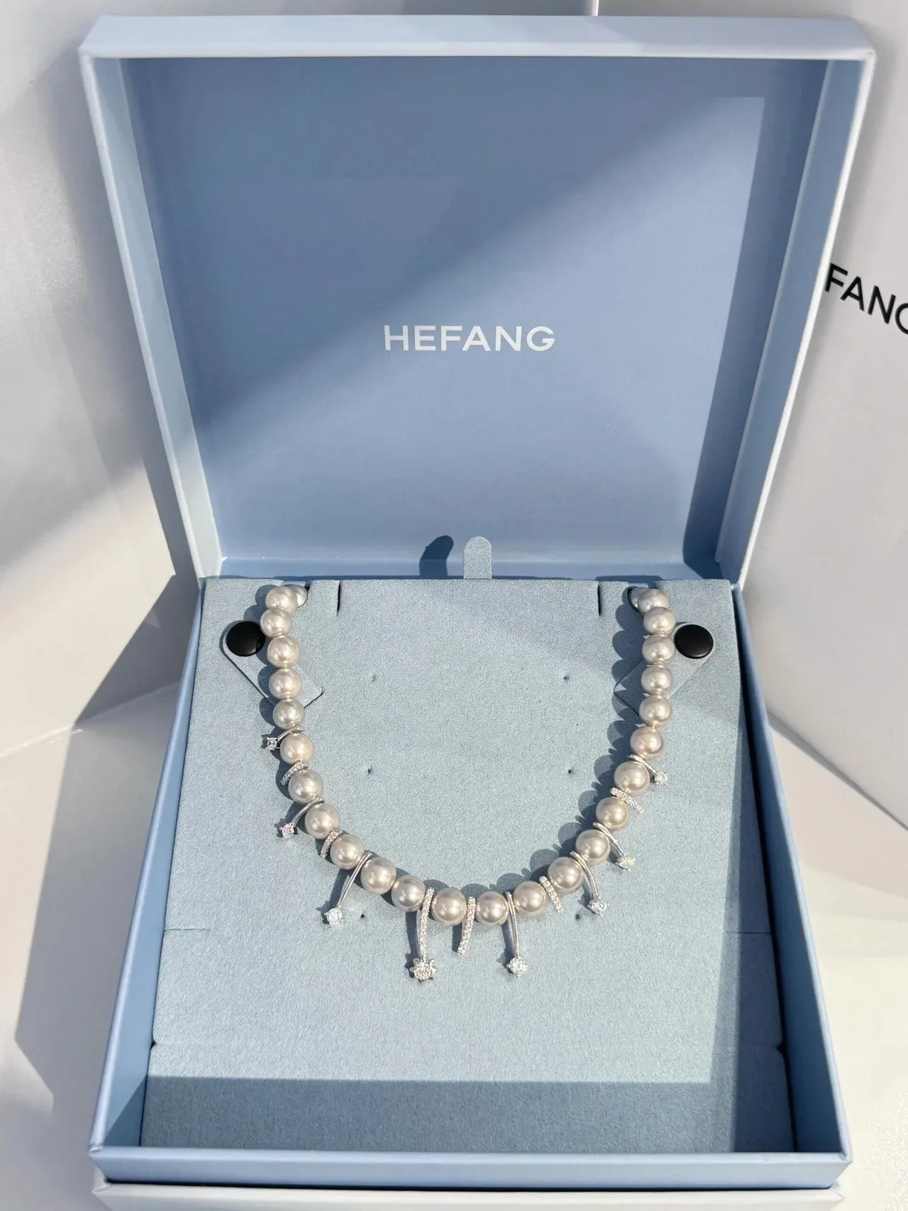 HEFANG Colar com Pérolas e Diamantes Pendentes 7