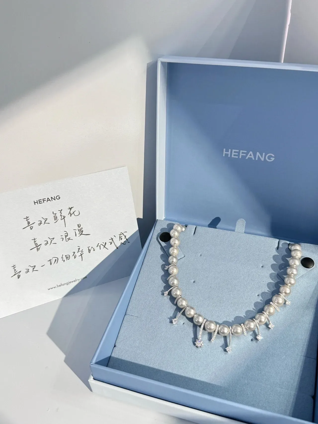 HEFANG Colar com Pérolas e Diamantes Pendentes 8