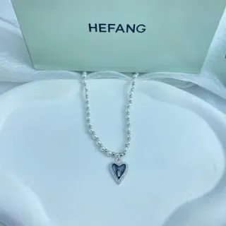 HEFANG মুক্তার স্ট্র্যান্ড হার্ট পেন্ড্যান্ট নেকলেস