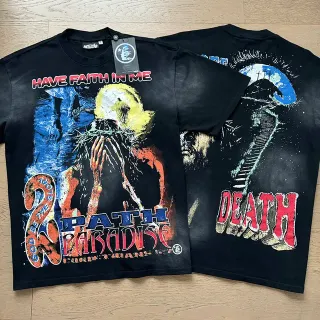 HEISTAR T-shirt artistique double face imprimé graphique effet usé