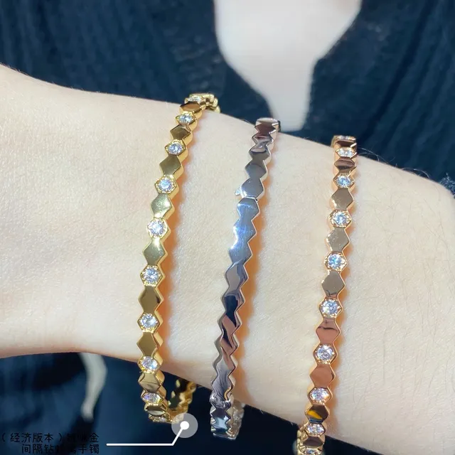 Hexagonal Honeycomb Pavé Stone Link Bracelets 8