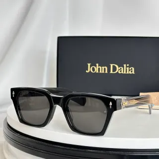 John Dalia Angular Squared Black Acetate Sunglasses