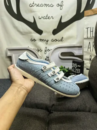 Light Blue Perforated Velcro Strap Casual Sneakers 5