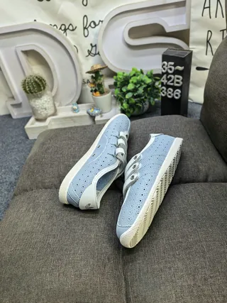 Light Blue Perforated Velcro Strap Casual Sneakers 6