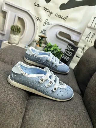 Light Blue Perforated Velcro Strap Casual Sneakers 9