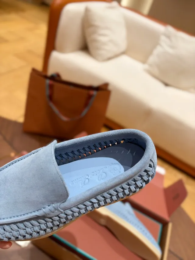 Light Blue Woven Suede Loafer 3