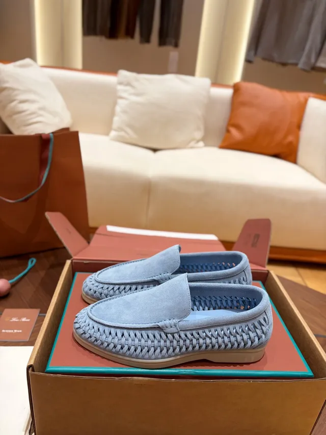 Light Blue Woven Suede Loafer 4