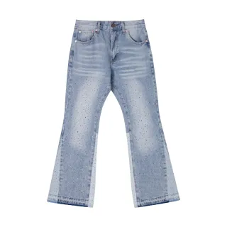 Light-Wash Rhinestone-Embellished Flared Jeans
