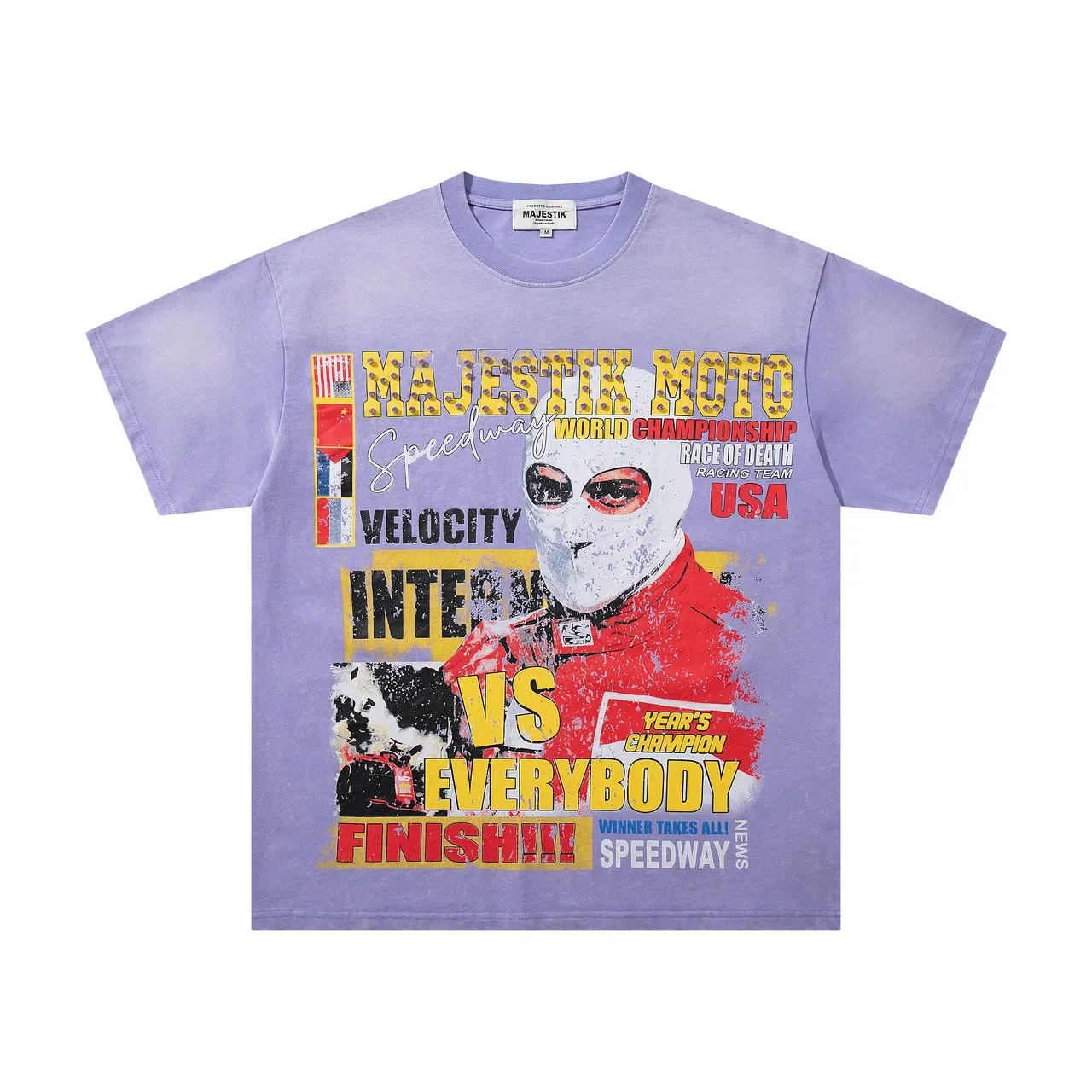 MAJESTIK Graphic Print Lavender Oversized T-Shirt 4