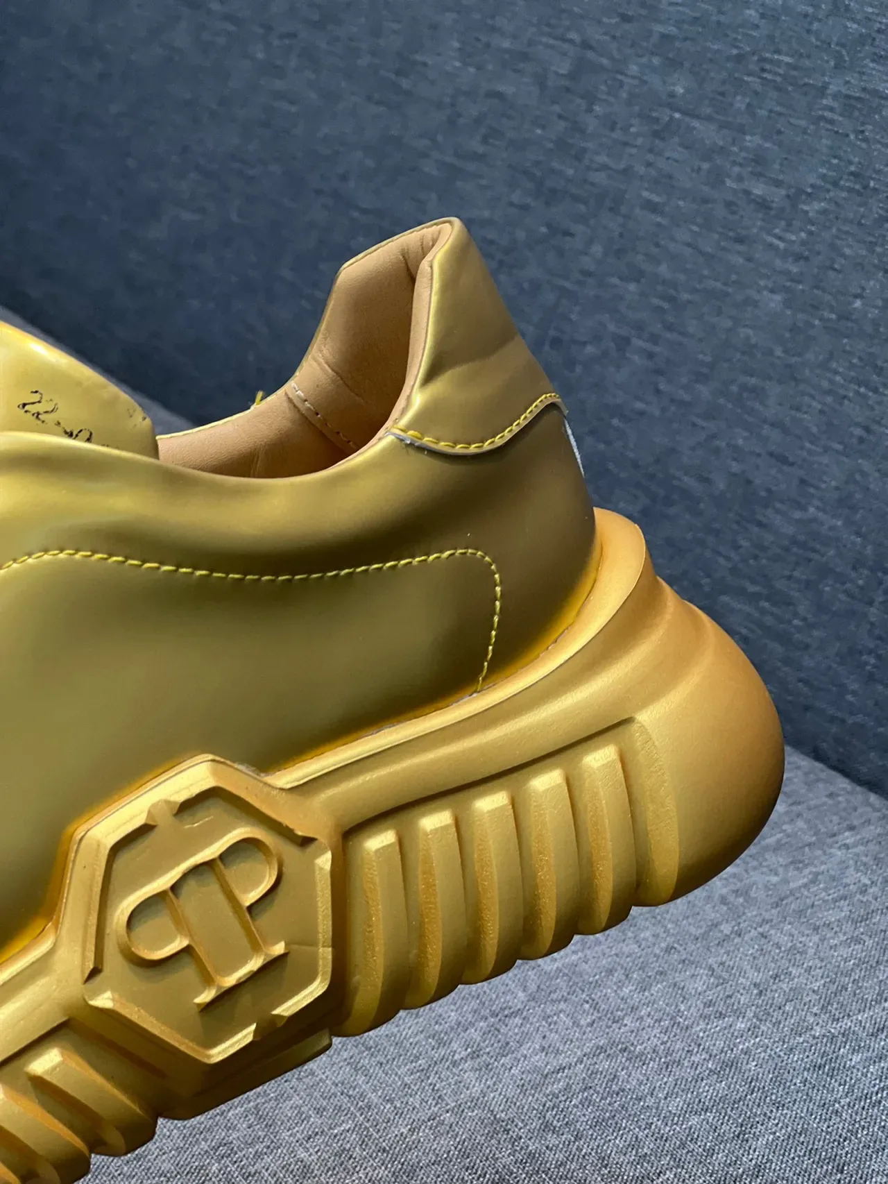 Metallic Gold Low-Top Platform Sneaker 9