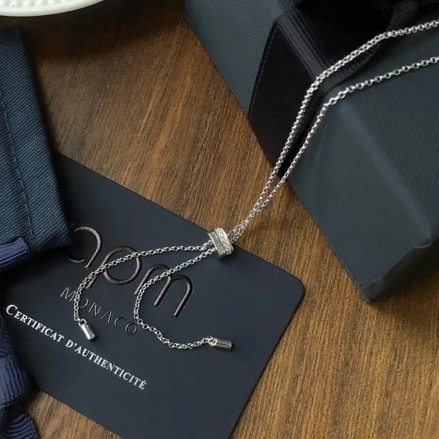 Monaco Rectangular Baguette-Cut Stone Pendant Necklace 5