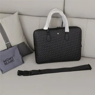 Montblanc Sac à main à poignée supérieure noir matelassé avec monogramme