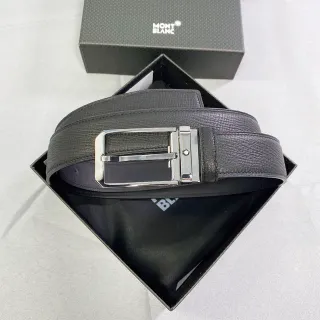 Montblanc Cinto couro texturizado reversível preto prata