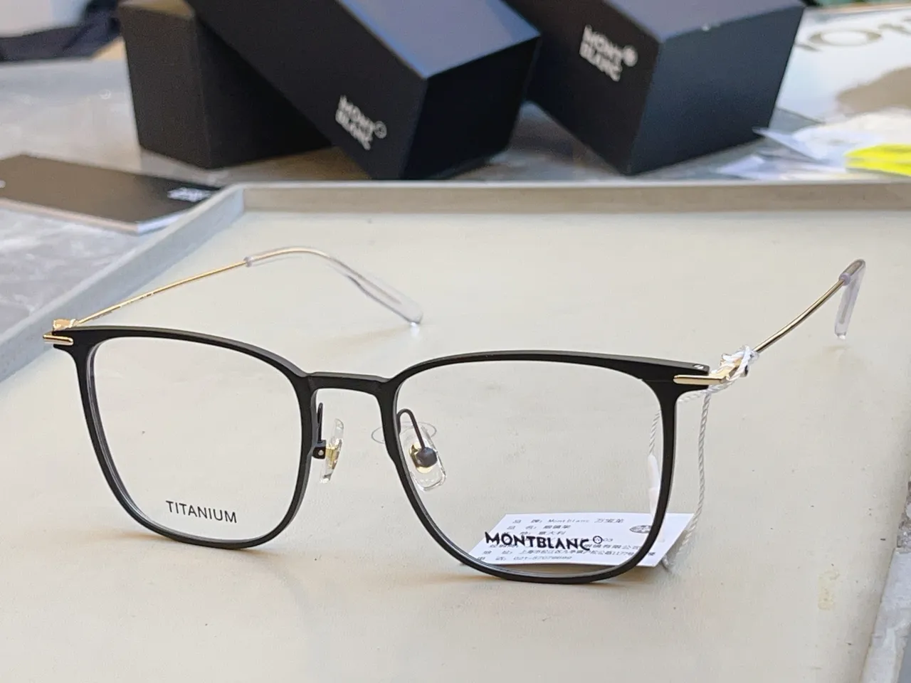 Montblanc مستطيل إطار كامل ثنائي اللون نظارات بصرية 4