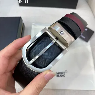 Montblanc reversível texturizado preto e vermelho couro cinto
