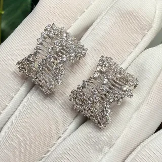 Brincos studs multi-linha pavê cluster cúbico