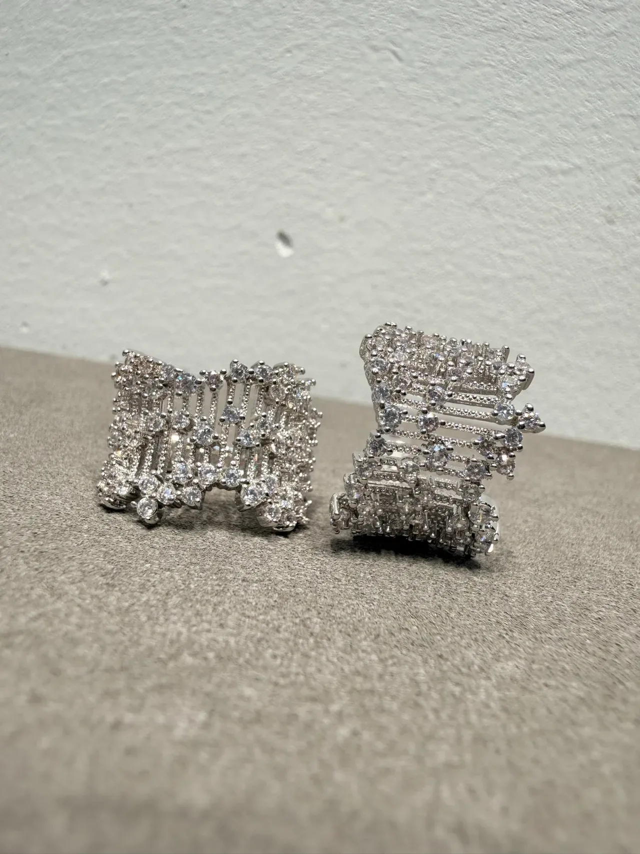 Multi-Row Pave Cubic Cluster Stud Earrings 4