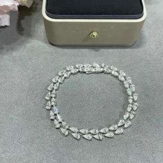 Multi-Row Pear-Cut Stone Full Pavé Silver-Tone Bracelet