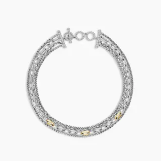Collier chaîne multicouche bicolore avec fermoir toggle