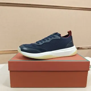 حذاء رياضي Navy Red مع شبكة وصناعي أعلى وسطة بيضاء طبقية