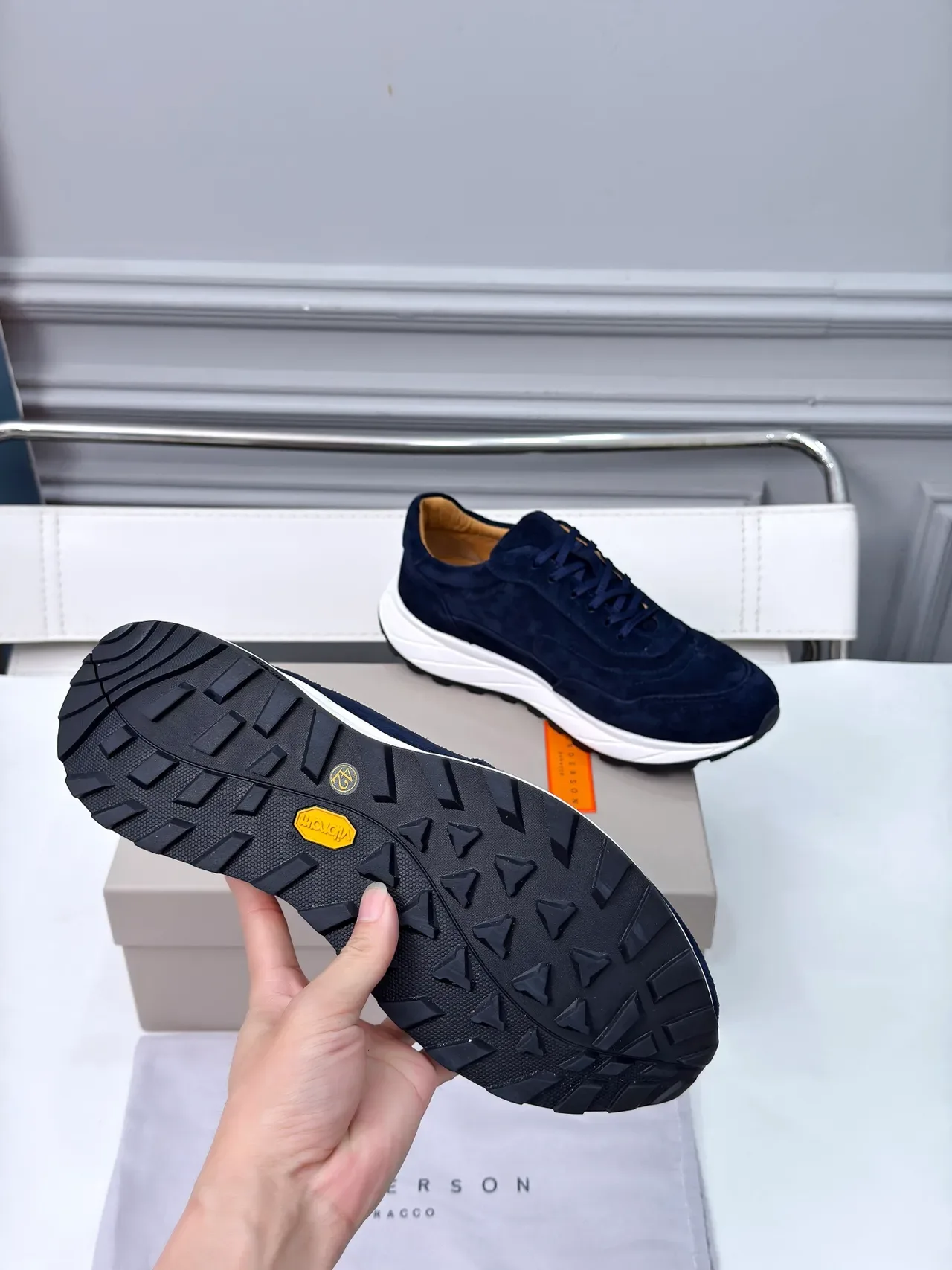 Navy Suede Chunky Sole Lifestyle Sneaker 2