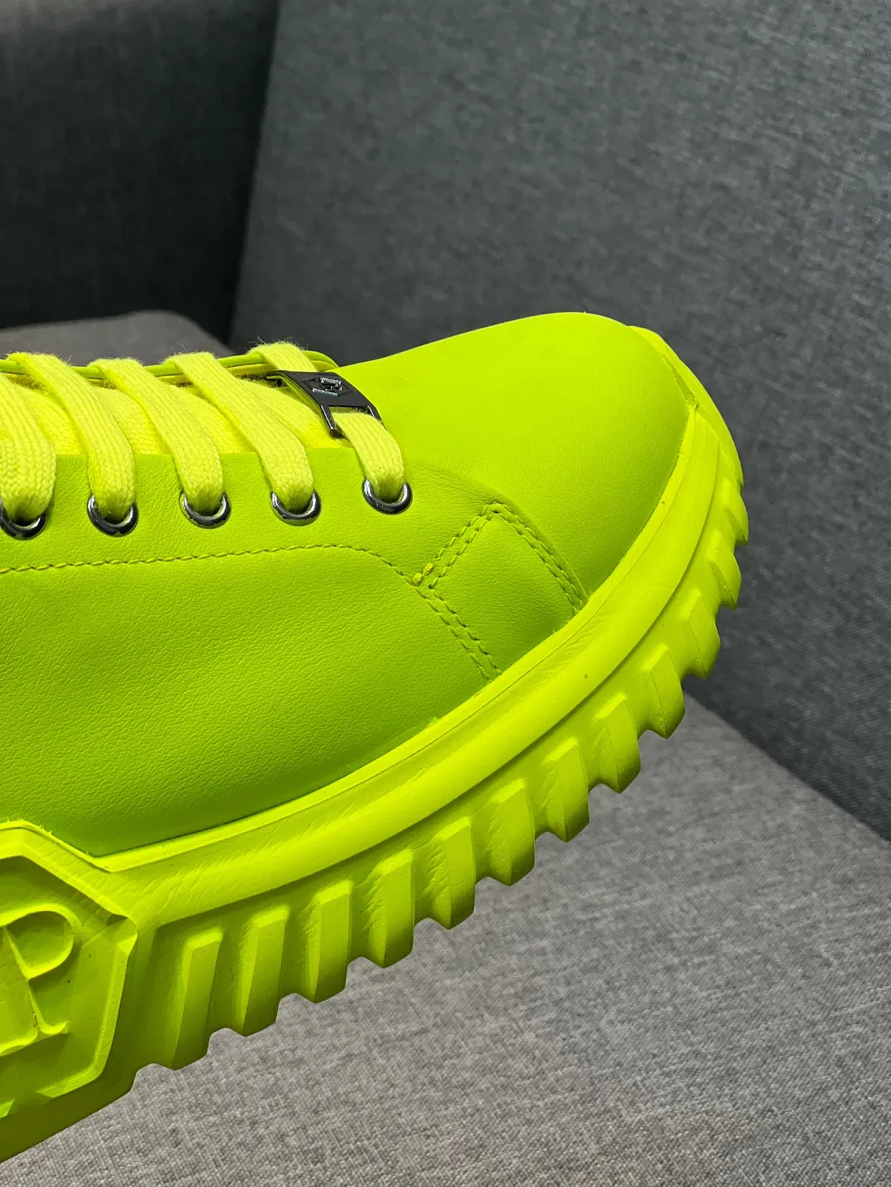 Neon Lime Green Monochrome Lace-Up Lifestyle Sneaker 3