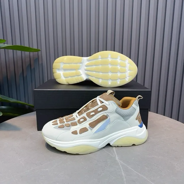 Off-White Cream Tan Blue Chunky Sneakers 3